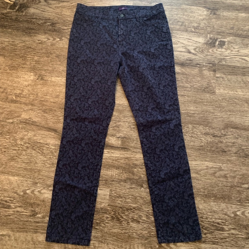 NYDJ Navy jacquard legging jeans size 10